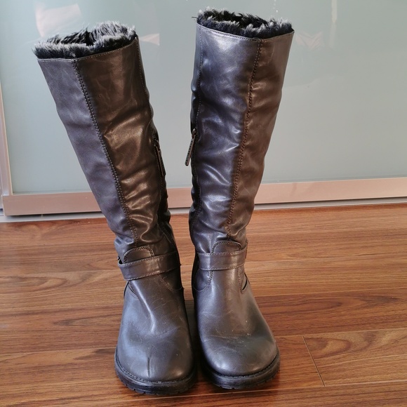 Warm, stylish, high boots with ankle detail, sz 8.5 - Picture 2 of 4